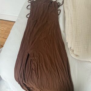 SHEIN BAE Brown Ruched Dress